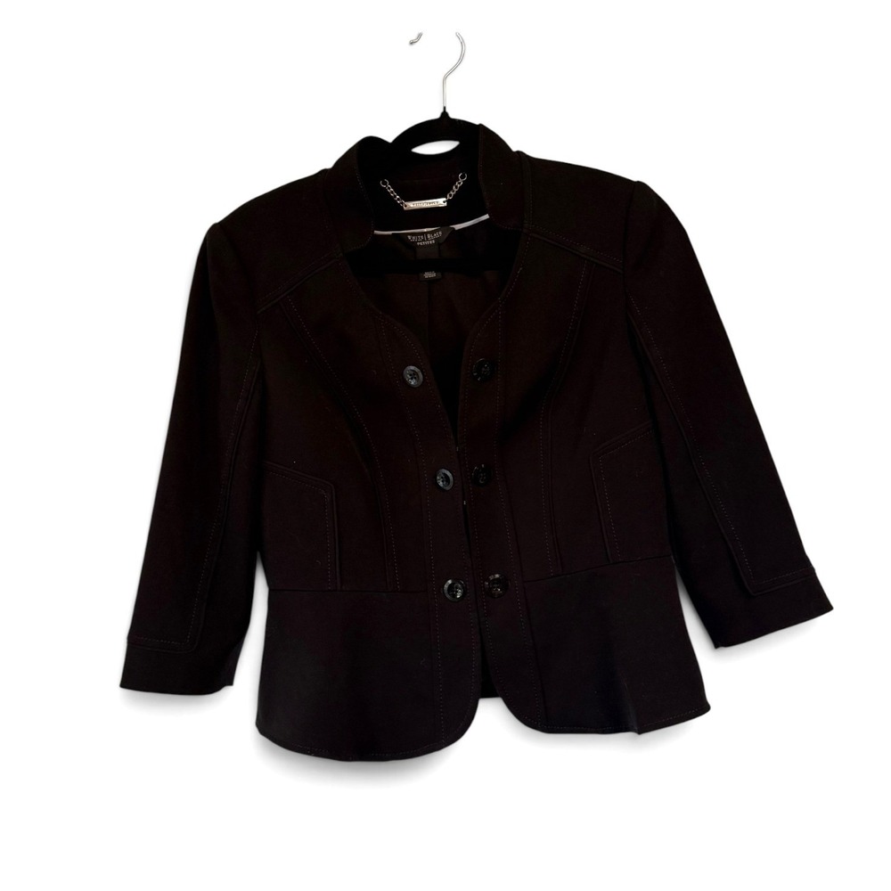 White House Black Market Petites Black Peplum Blazer Jacket 8P